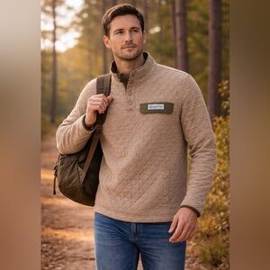 Magellan Quilted Pullover Jacket Mens L Snap Mock Neck Outdoor‎ Hunting Fishing